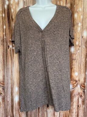 Torrid Snap Front Ribbed Knit Henley Tee